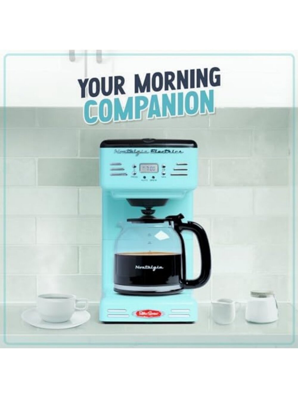 Retro 12-Cup Programmable Coffee Maker with LED Display, Auto Shut-Off & Keep - Picture 5 of 7